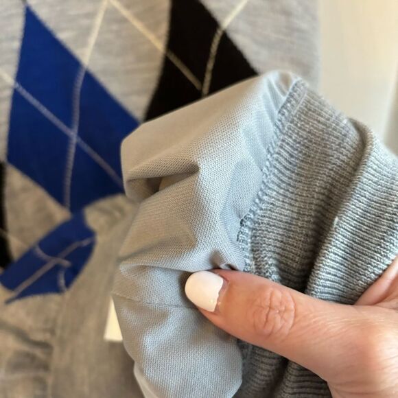 Footjoy Men’s Lined Performance argyle gray golf Sweater Wool exterior sz M EUC! - Picture 4 of 9